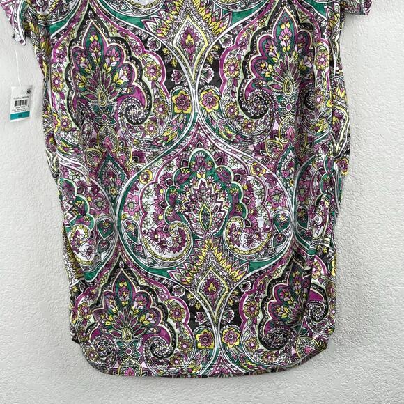 INC International Concepts Multi Opulent Paisley Ruched Tunic Top Plus 0X NWT - Picture 13 of 16